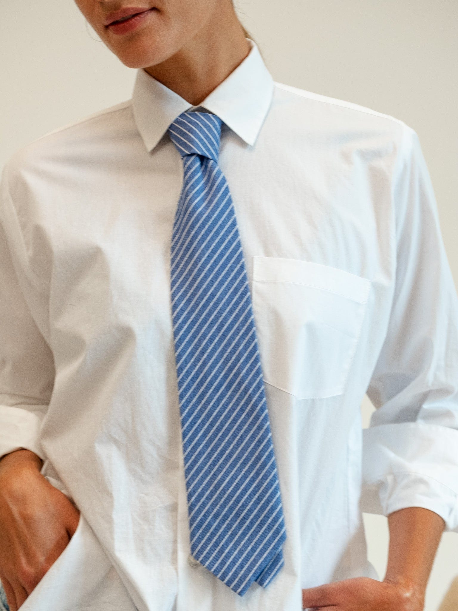 MILLE Clothing One Size Zoe Necktie in Harbor Stripe