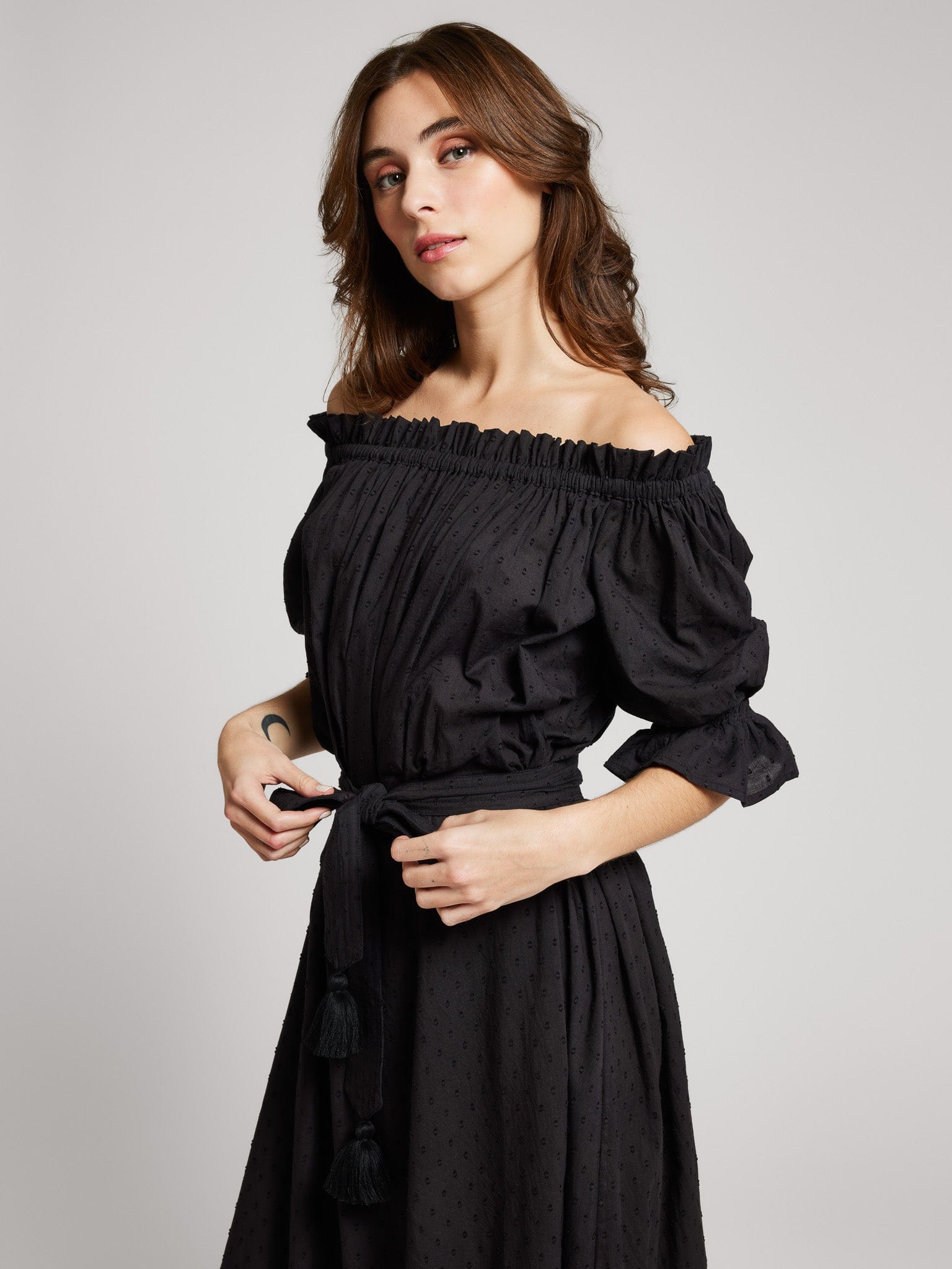 MILLE Clothing Paloma Dress in Black Swiss Dot
