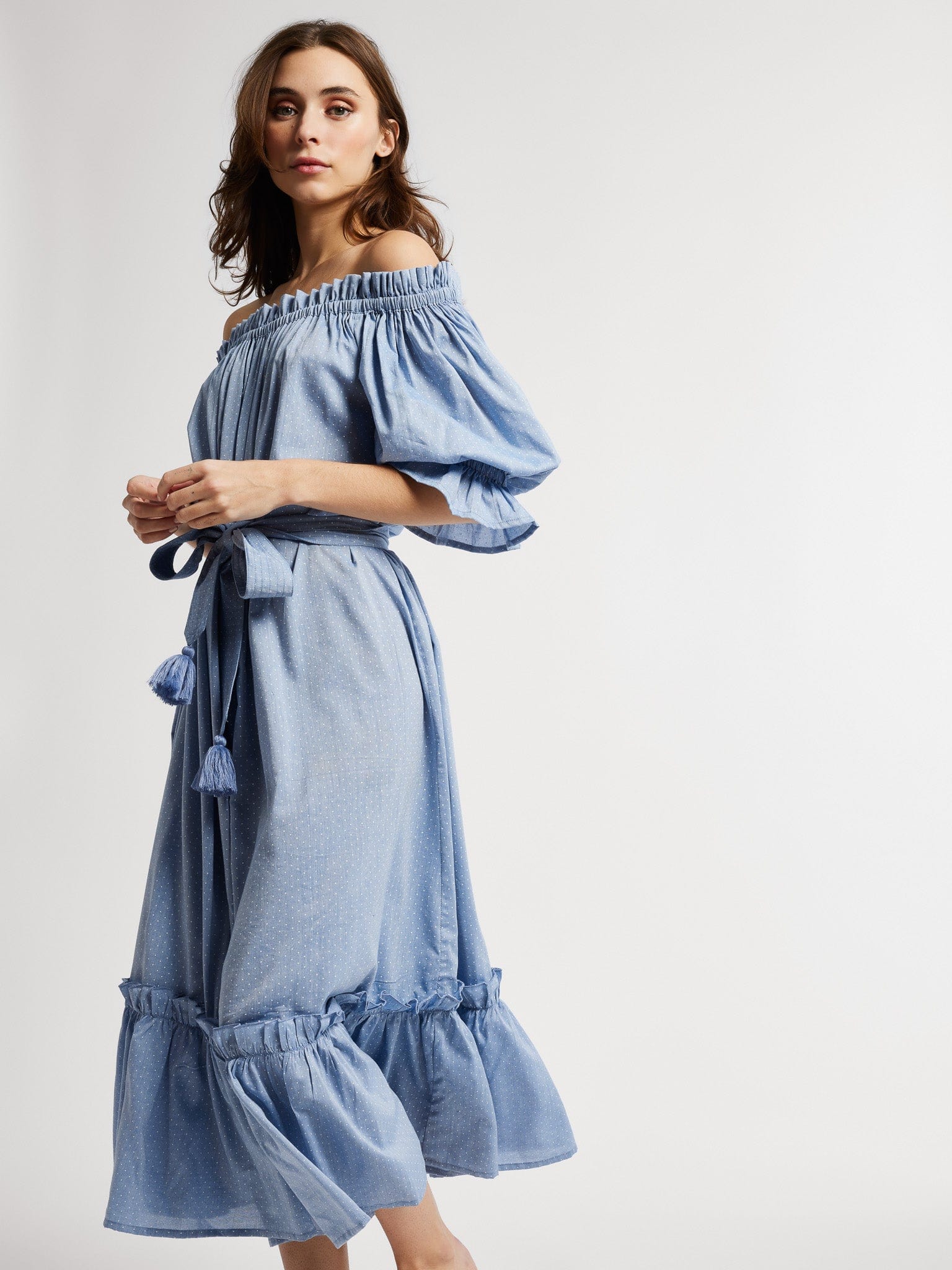 MILLE Paloma Dress in Chambray Polka Dot XS MILLE Paloma Dress in Chambray Polka Dot XS