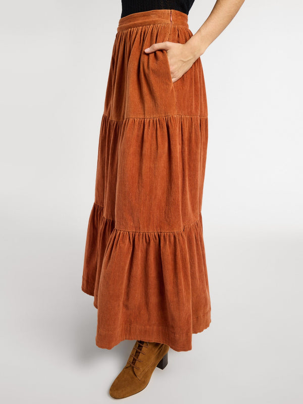 Paola Skirt in Cinnamon Cord — view 5
