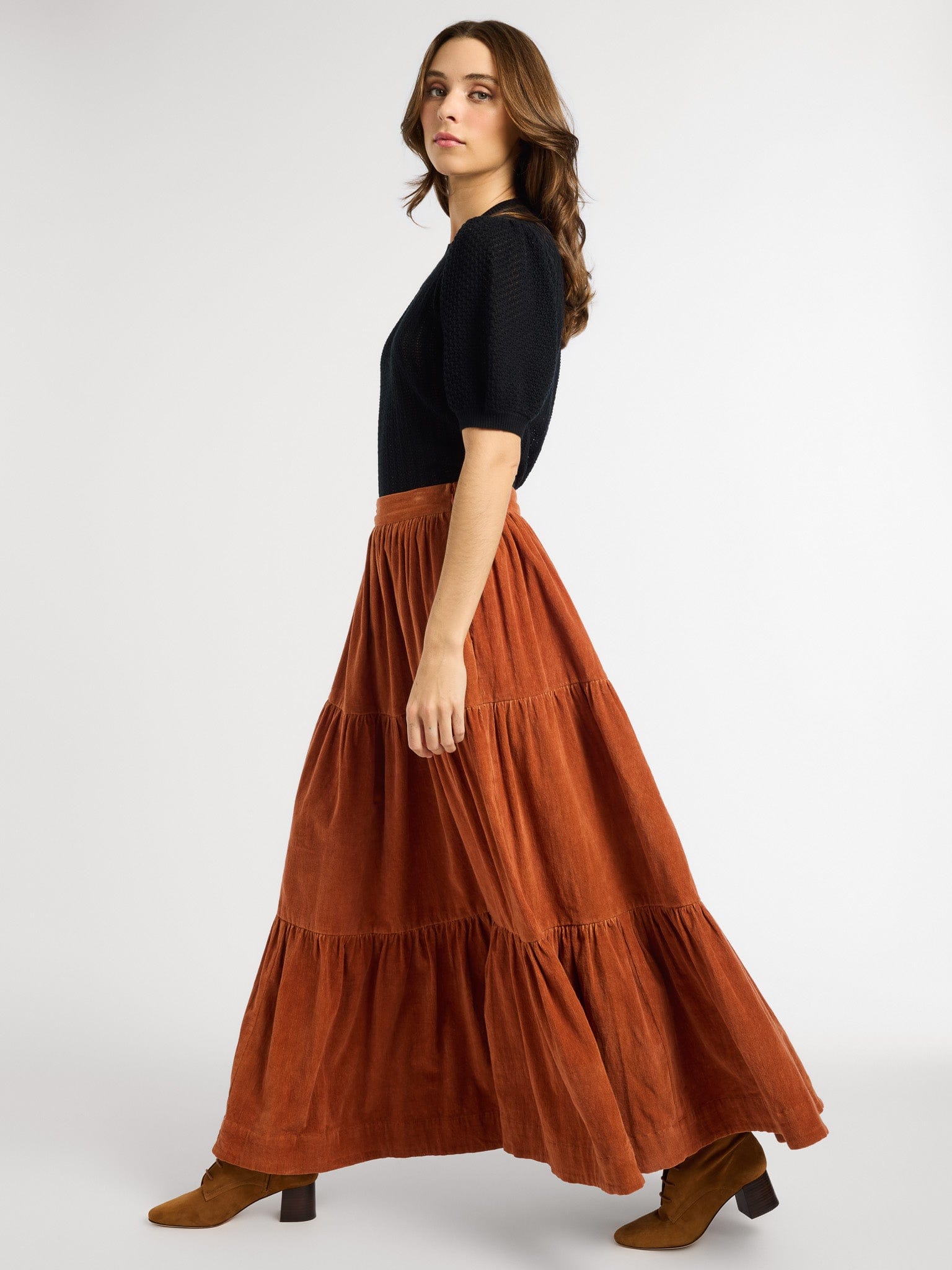 MILLE Clothing Paola Skirt in Cinnamon Cord