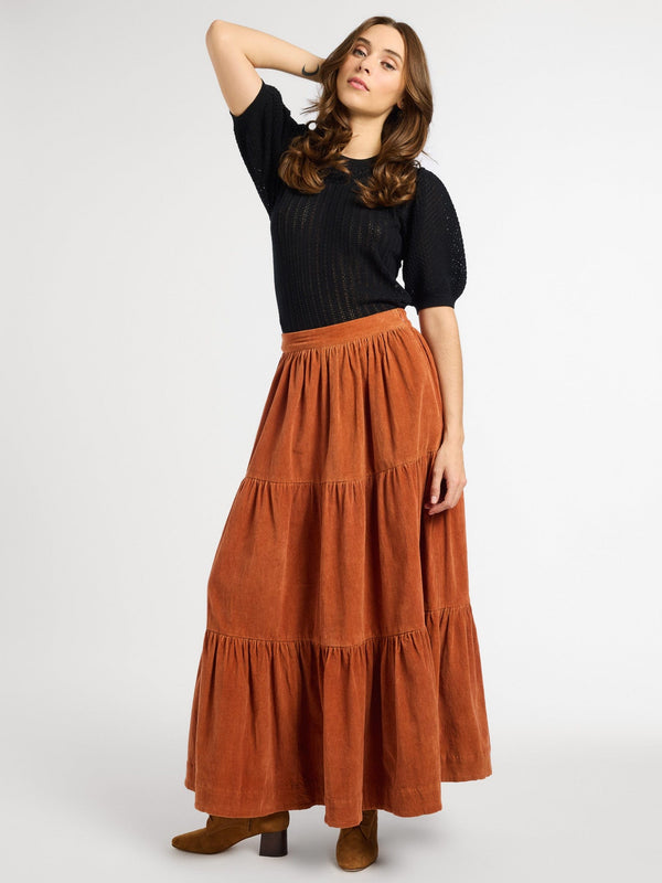 Paola Skirt in Cinnamon Cord — view 4