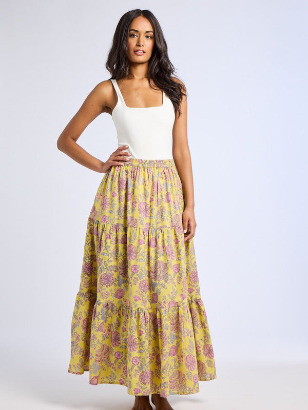 Paola Skirt in Citron Floral — view 6