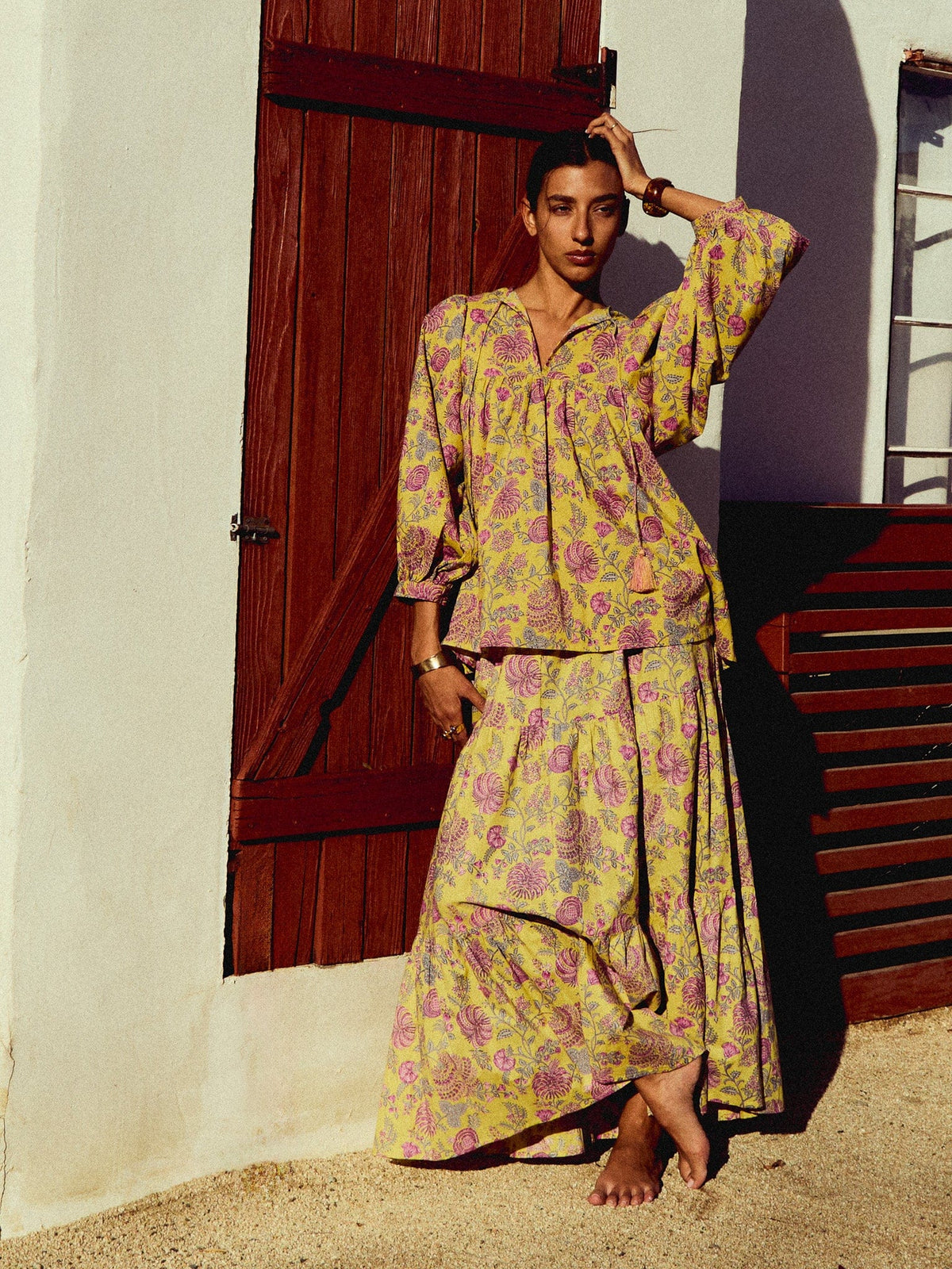 Paola Skirt in Citron Floral — The cloth