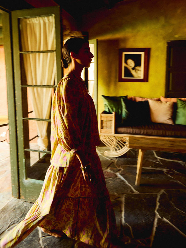 Paola Skirt in Citron Floral — view 3