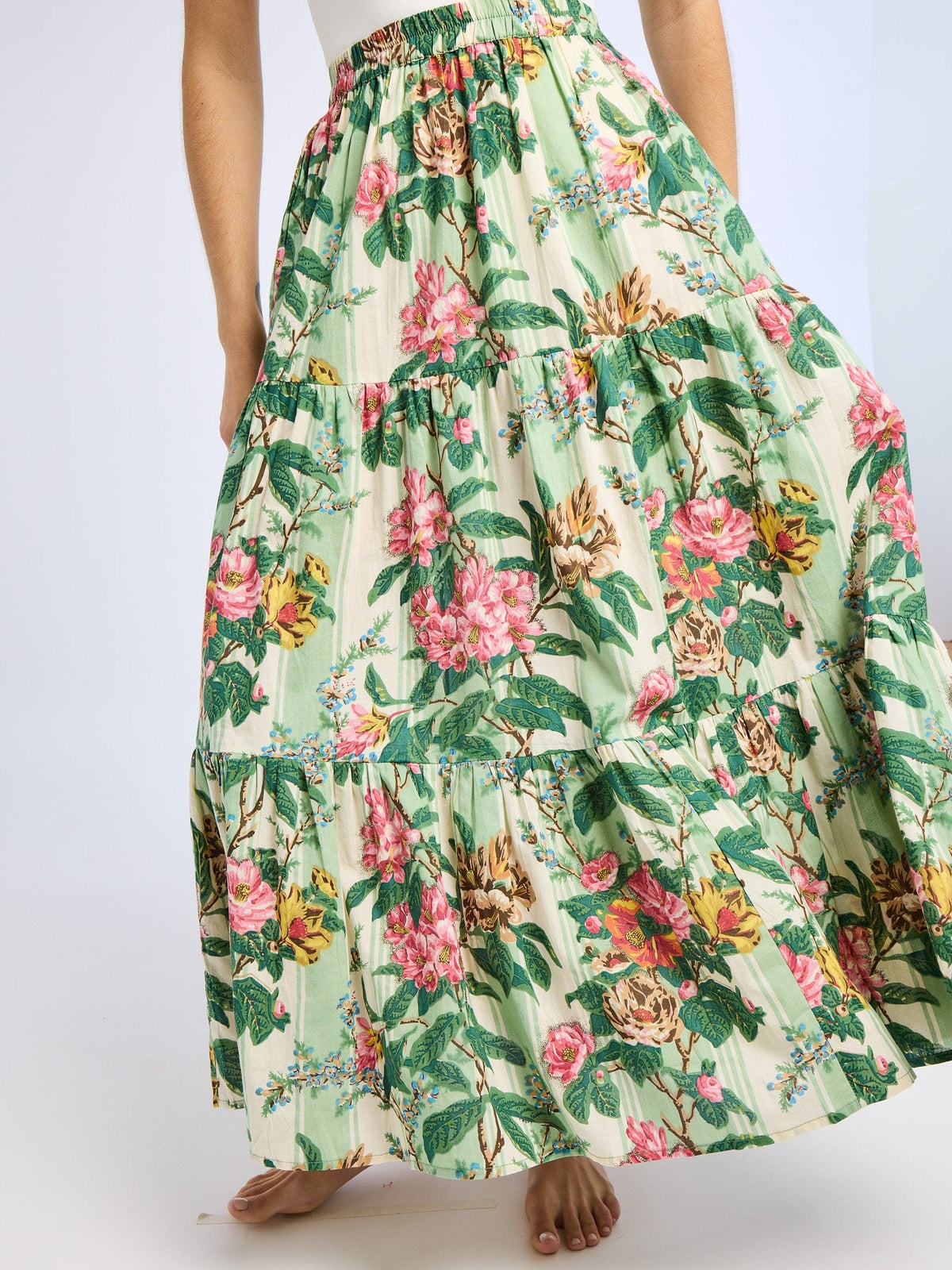 Paola Skirt in Garden Stripe — The cloth