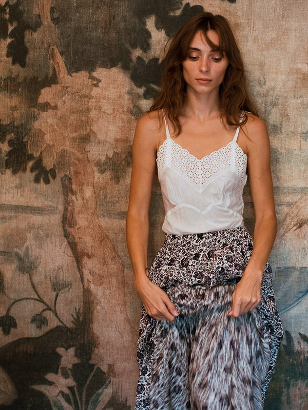 Paola Skirt in Indigo Floral — view 1