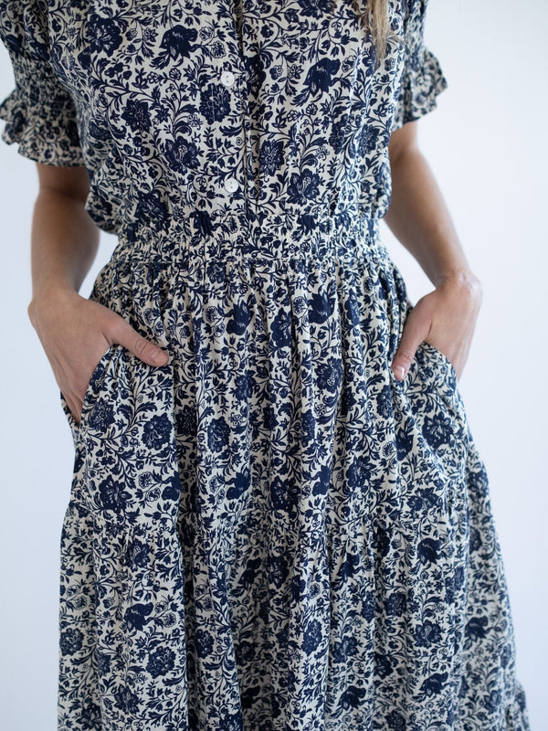 Paola Skirt in Indigo Floral — view 4
