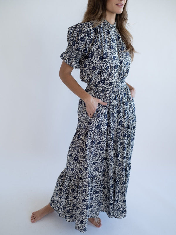 Paola Skirt in Indigo Floral — view 3