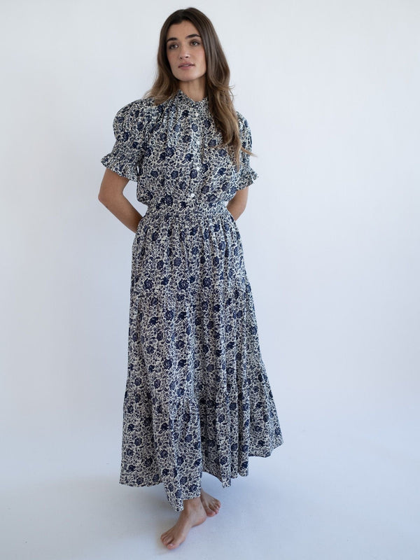 Paola Skirt in Indigo Floral — view 1