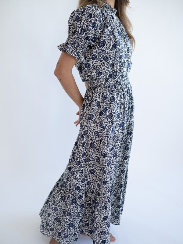 Paola Skirt in Indigo Floral — view 6