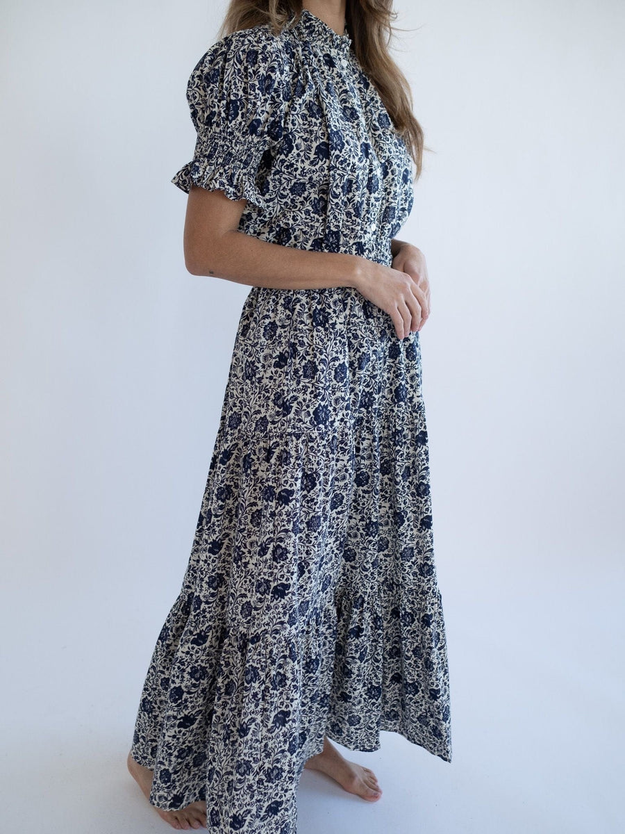 Paola Skirt in Indigo Floral — alternate view