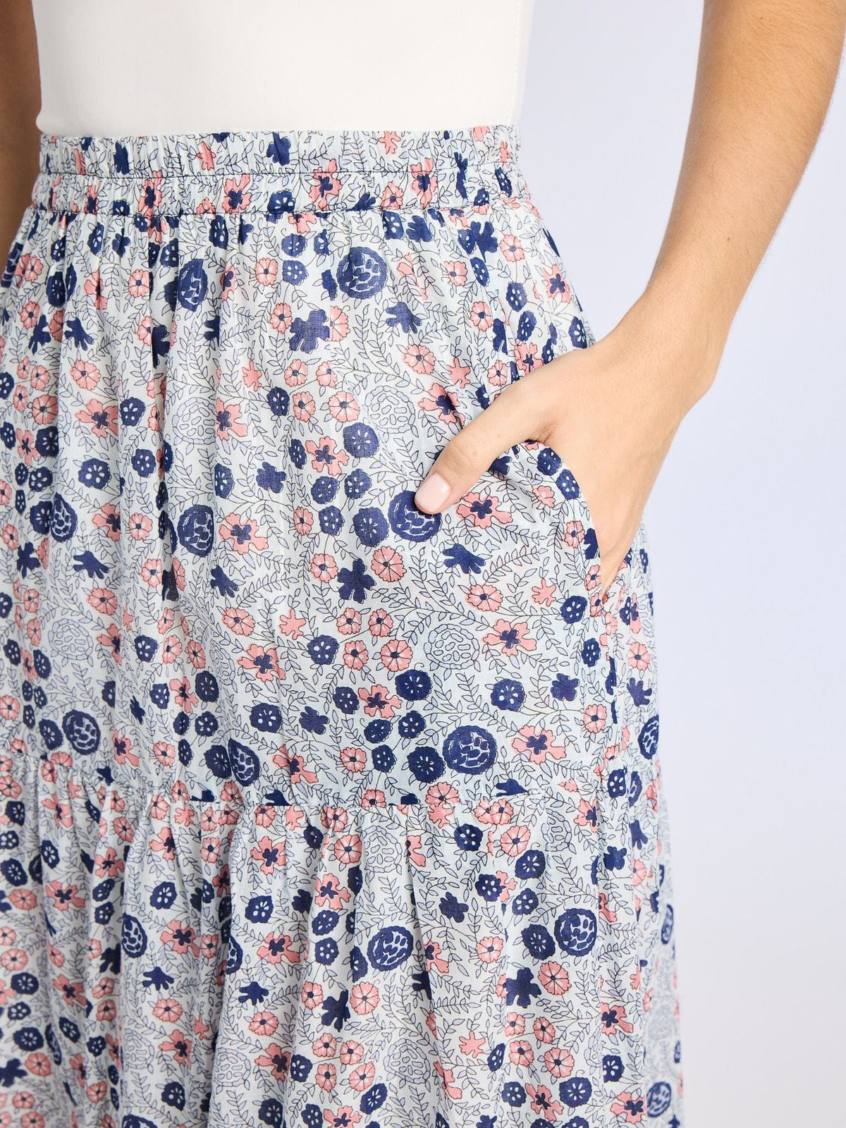 Paola Skirt in Navy Floral — The cut