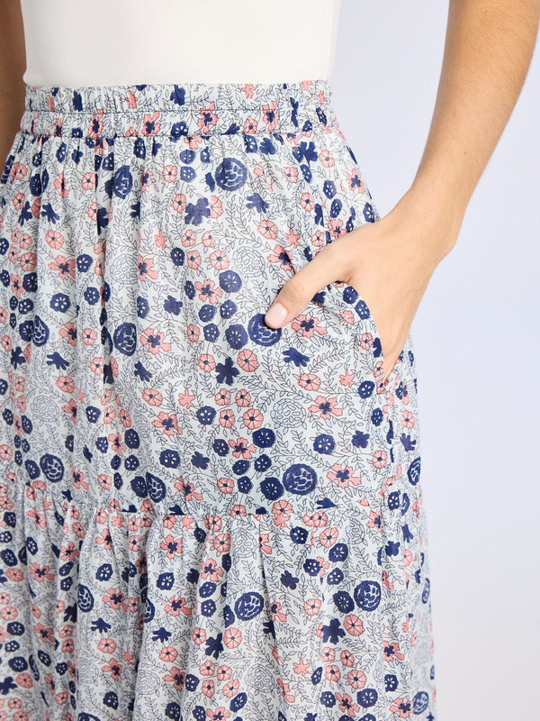 Paola Skirt in Navy Floral — view 3