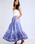 MILLE Clothing Paola Skirt in Periwinkle Embroidery