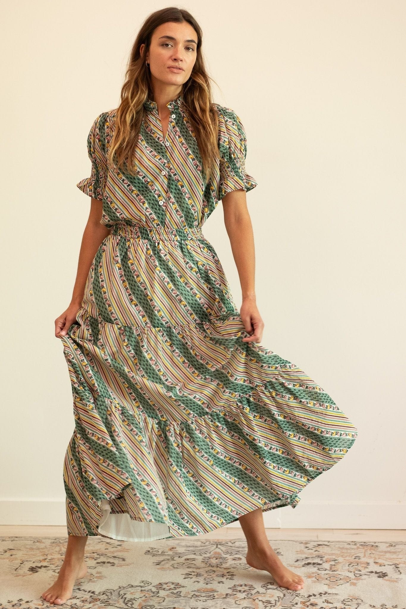 MILLE Clothing Paola Skirt in Rose Stripe