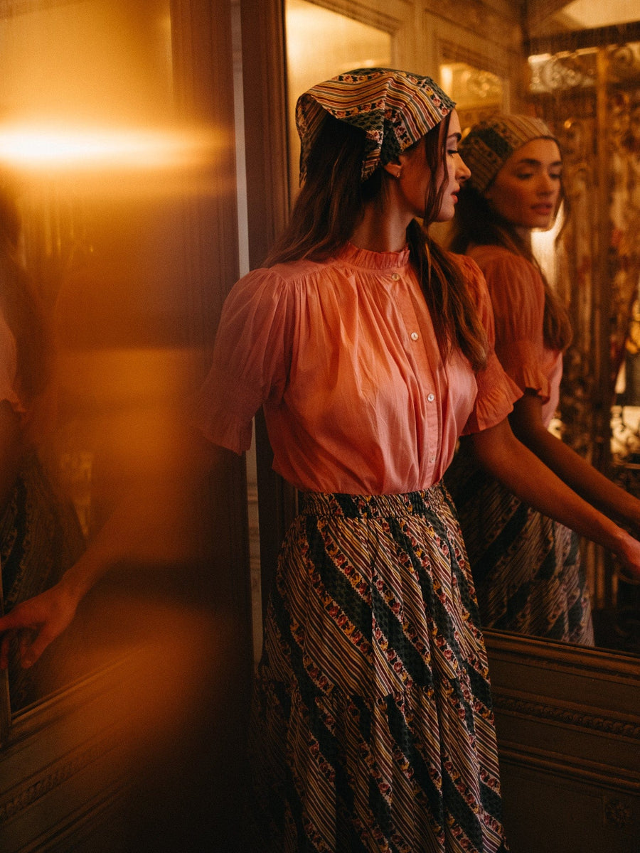 Paola Skirt in Rose Stripe — alternate view
