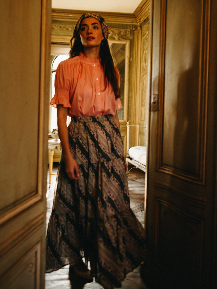 Paola Skirt in Rose Stripe