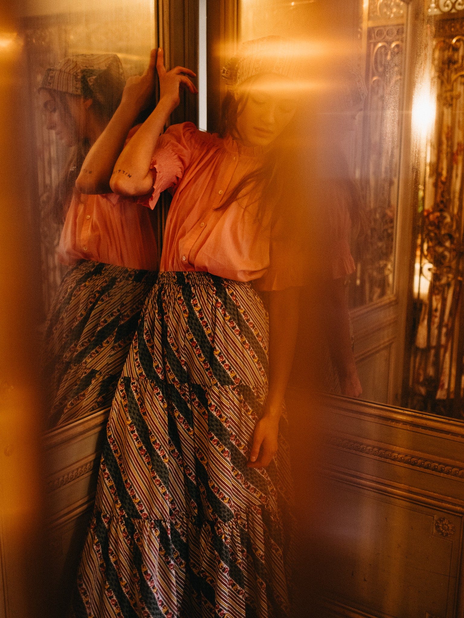 MILLE Clothing Paola Skirt in Rose Stripe