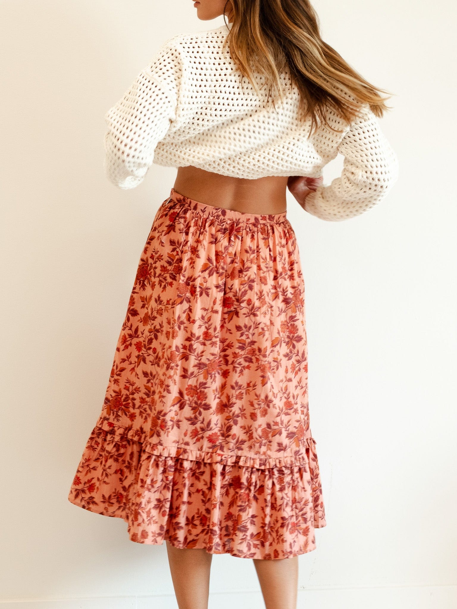MILLE Clothing Parker Skirt in Peach Montmartre