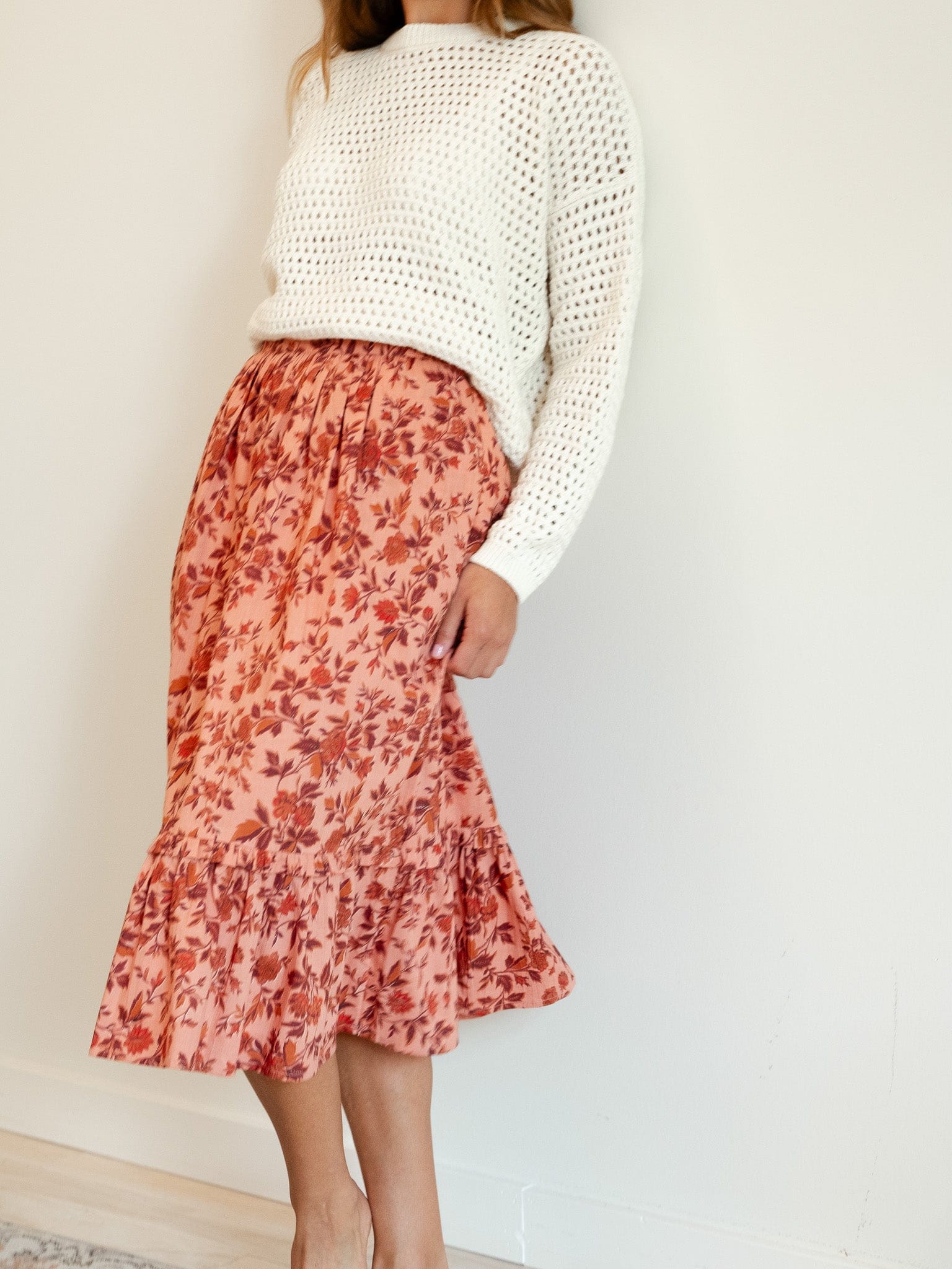 MILLE Clothing Parker Skirt in Peach Montmartre