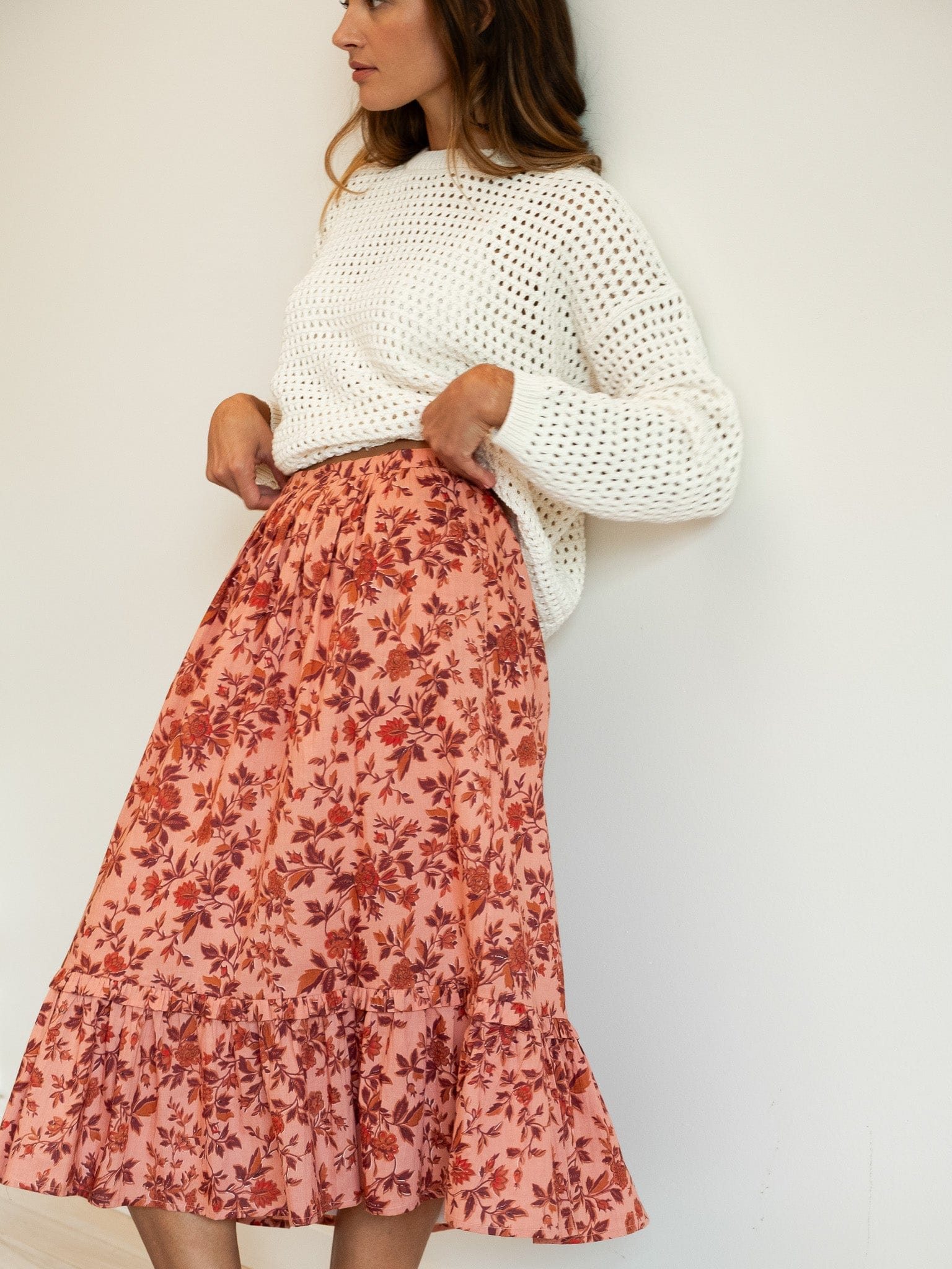 MILLE Clothing Parker Skirt in Peach Montmartre