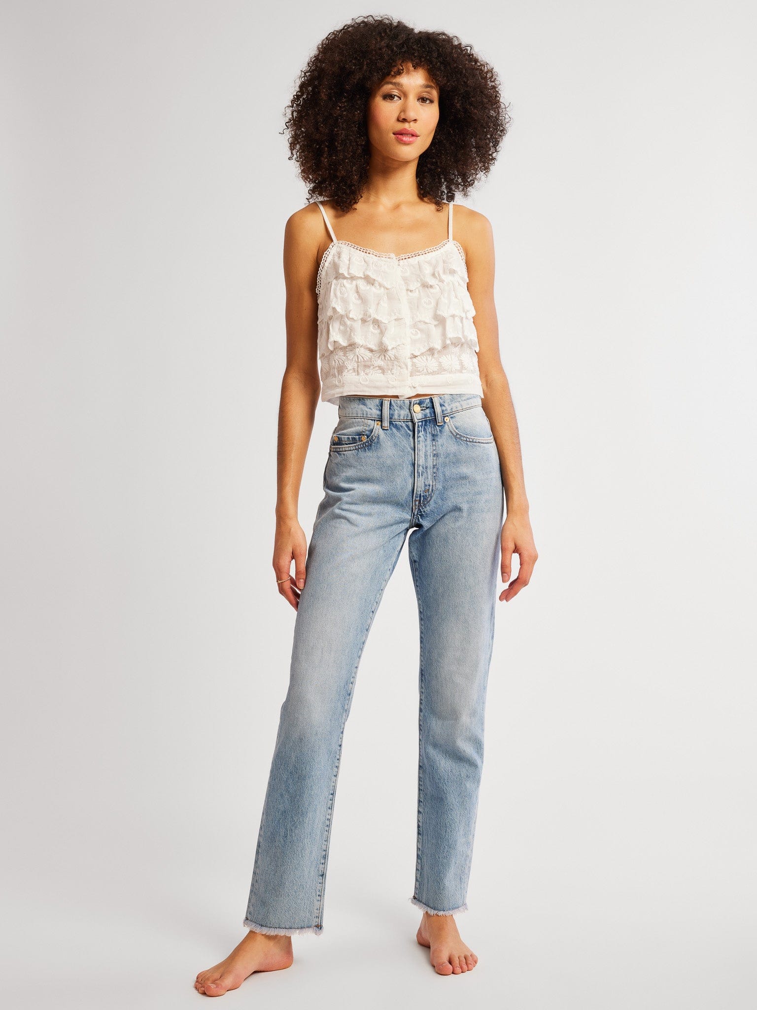 Patti Top in White Petal Embroidery – MILLE