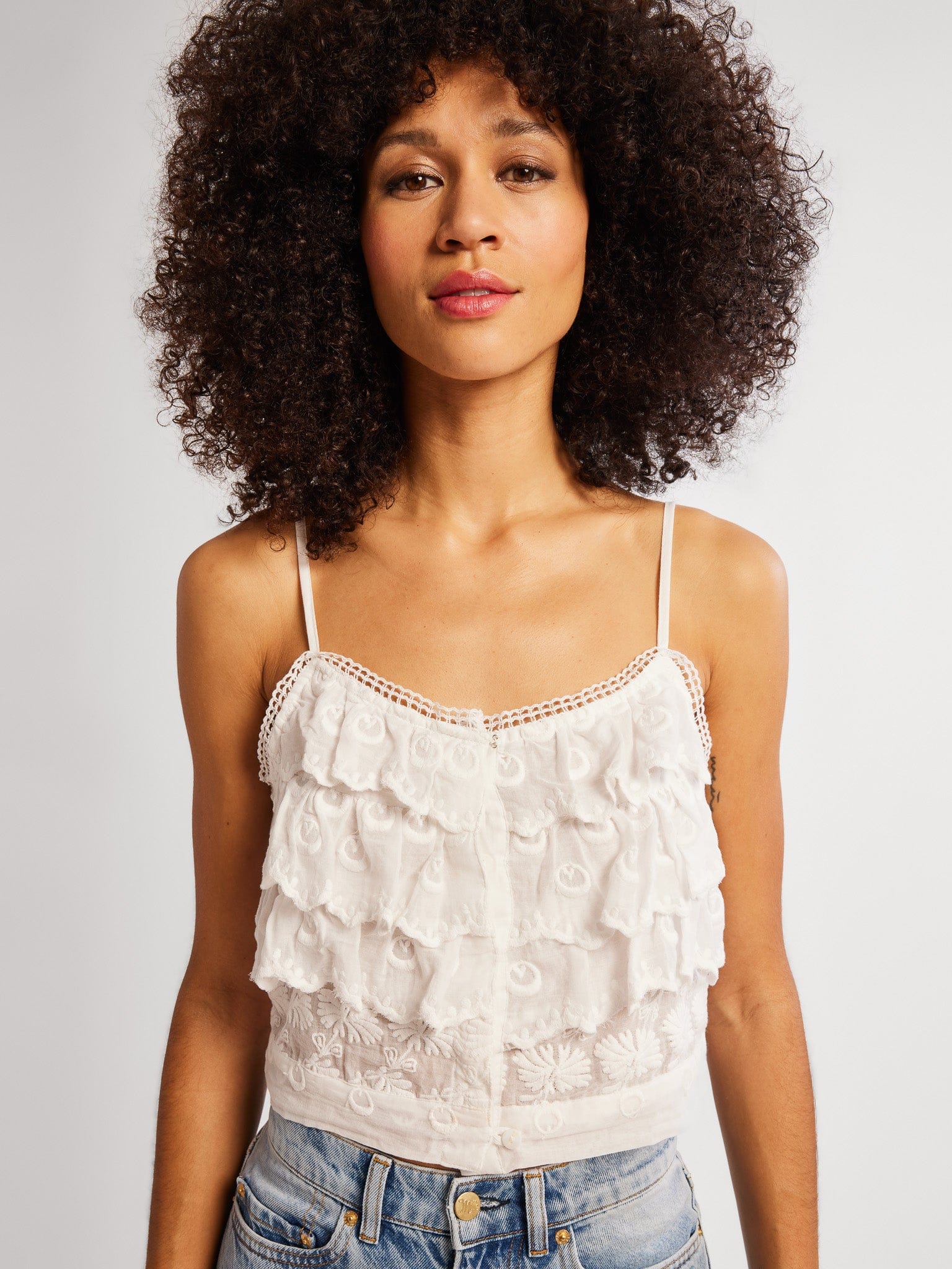 MILLE Clothing Patti Top in White Petal Embroidery