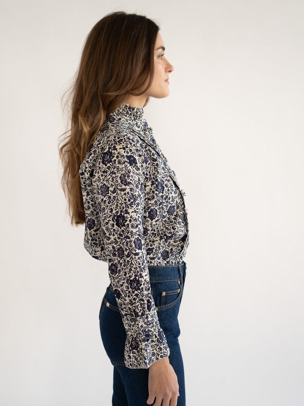 Phoebe Top in Indigo Floral — view 8