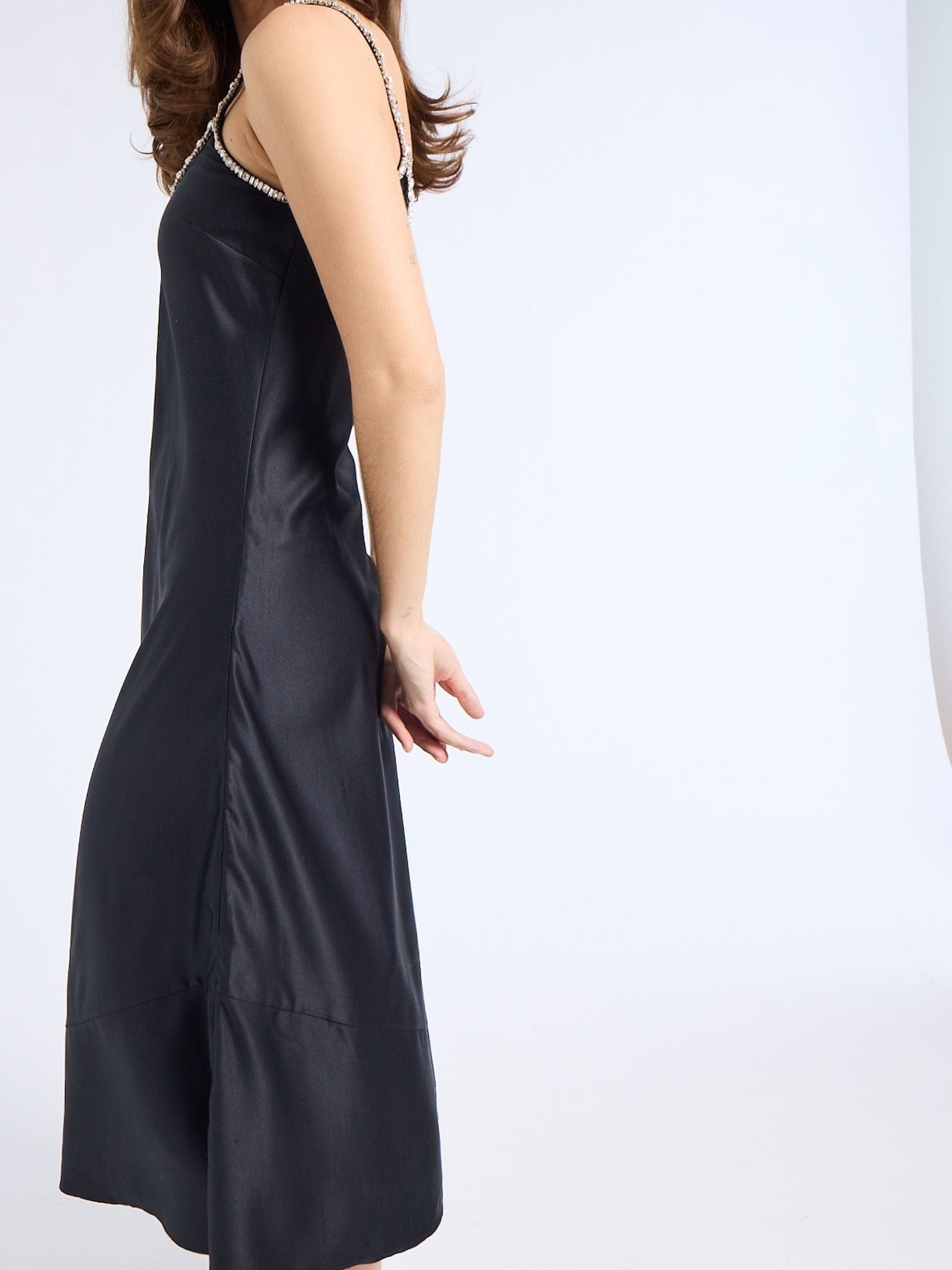 MILLE Clothing Pia Dress in Black Satin