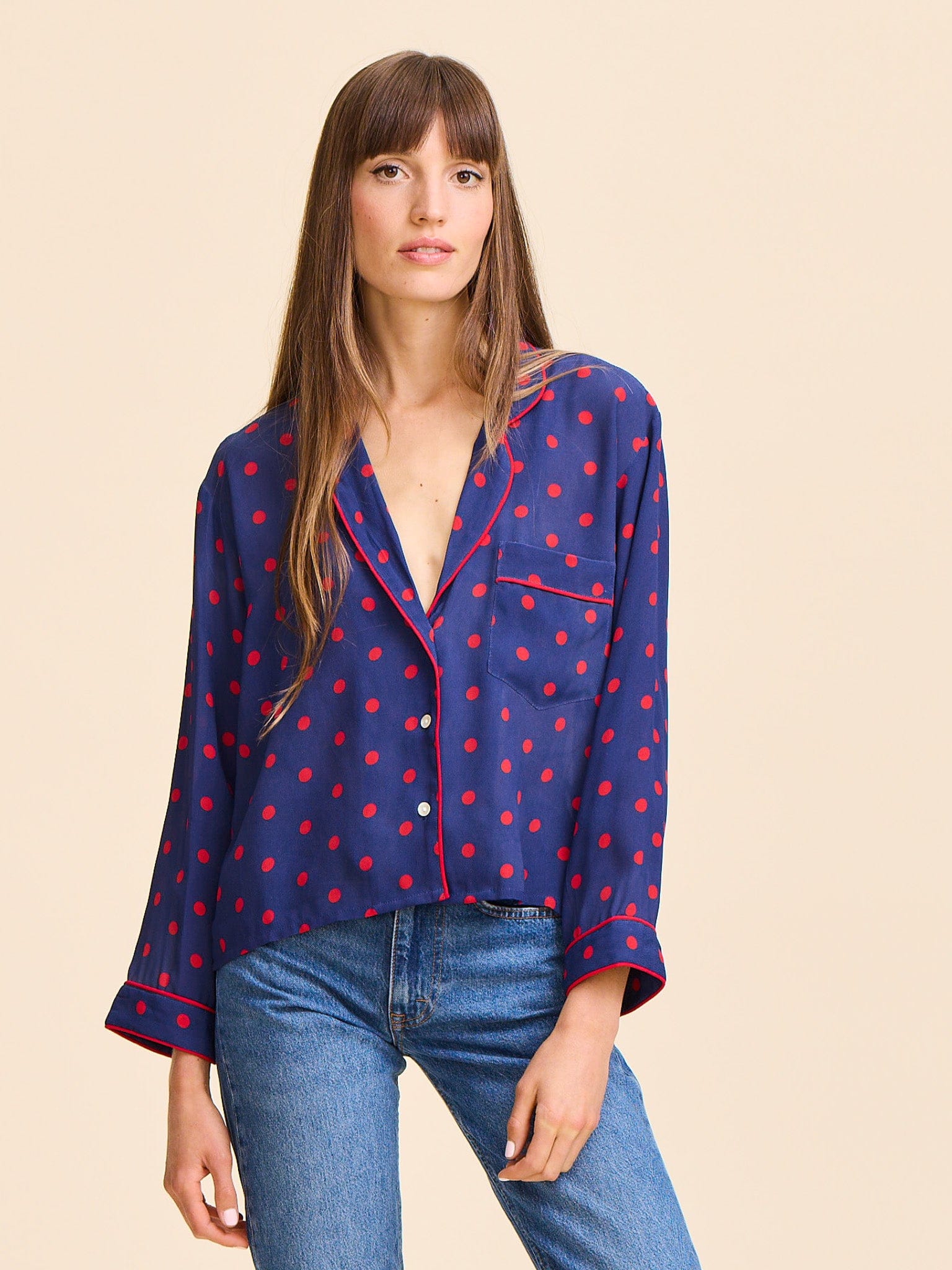 MILLE Clothing Reese Top in Navy Dot