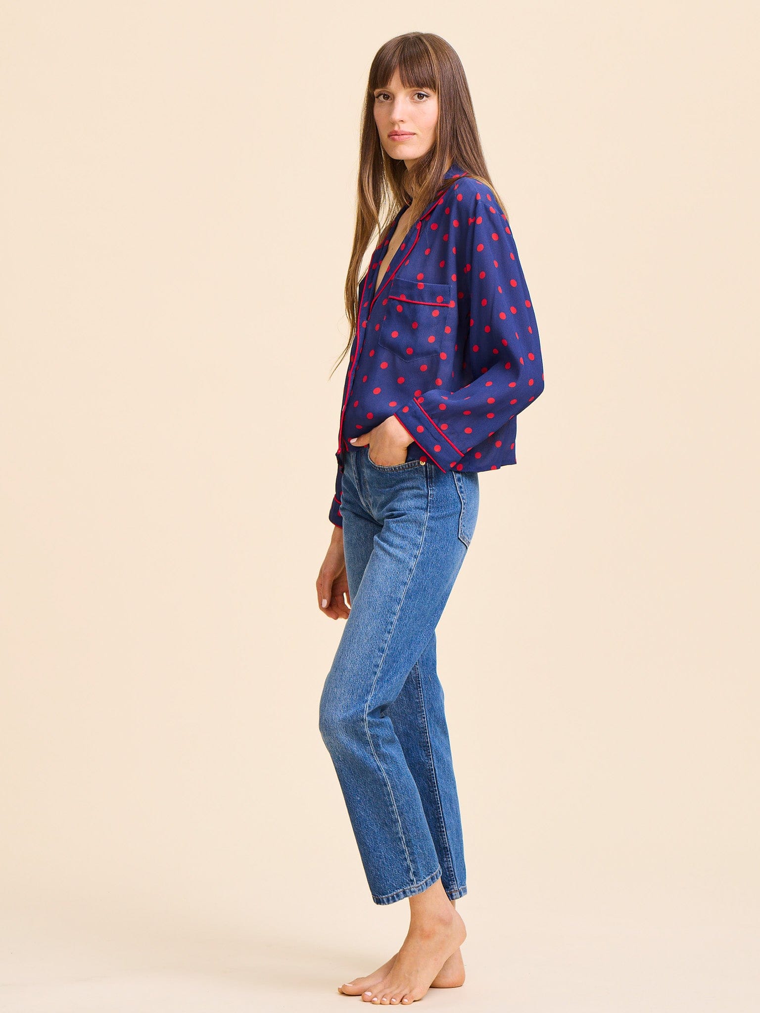 MILLE Clothing Reese Top in Navy Dot