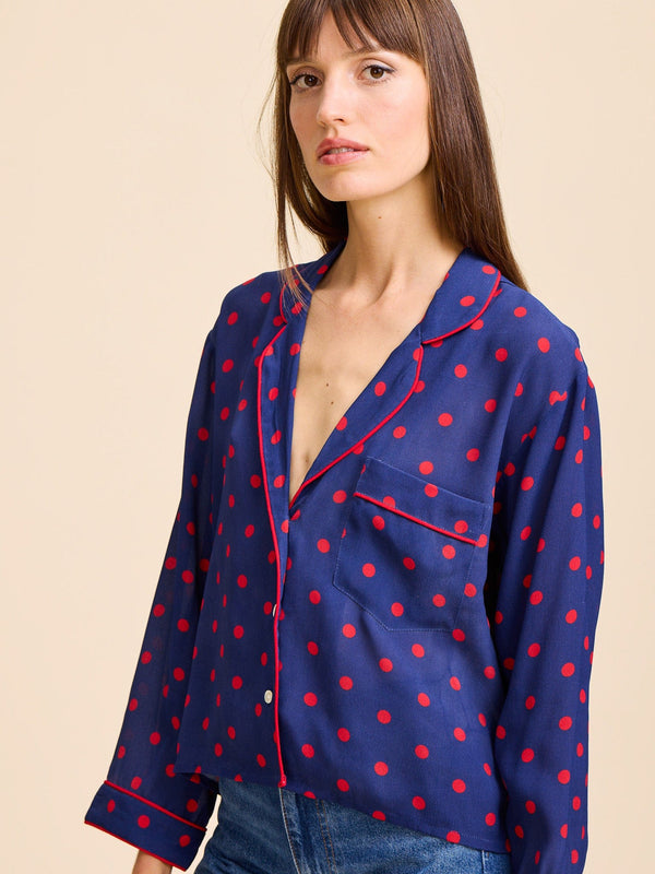Reese Top in Navy Dot — view 4