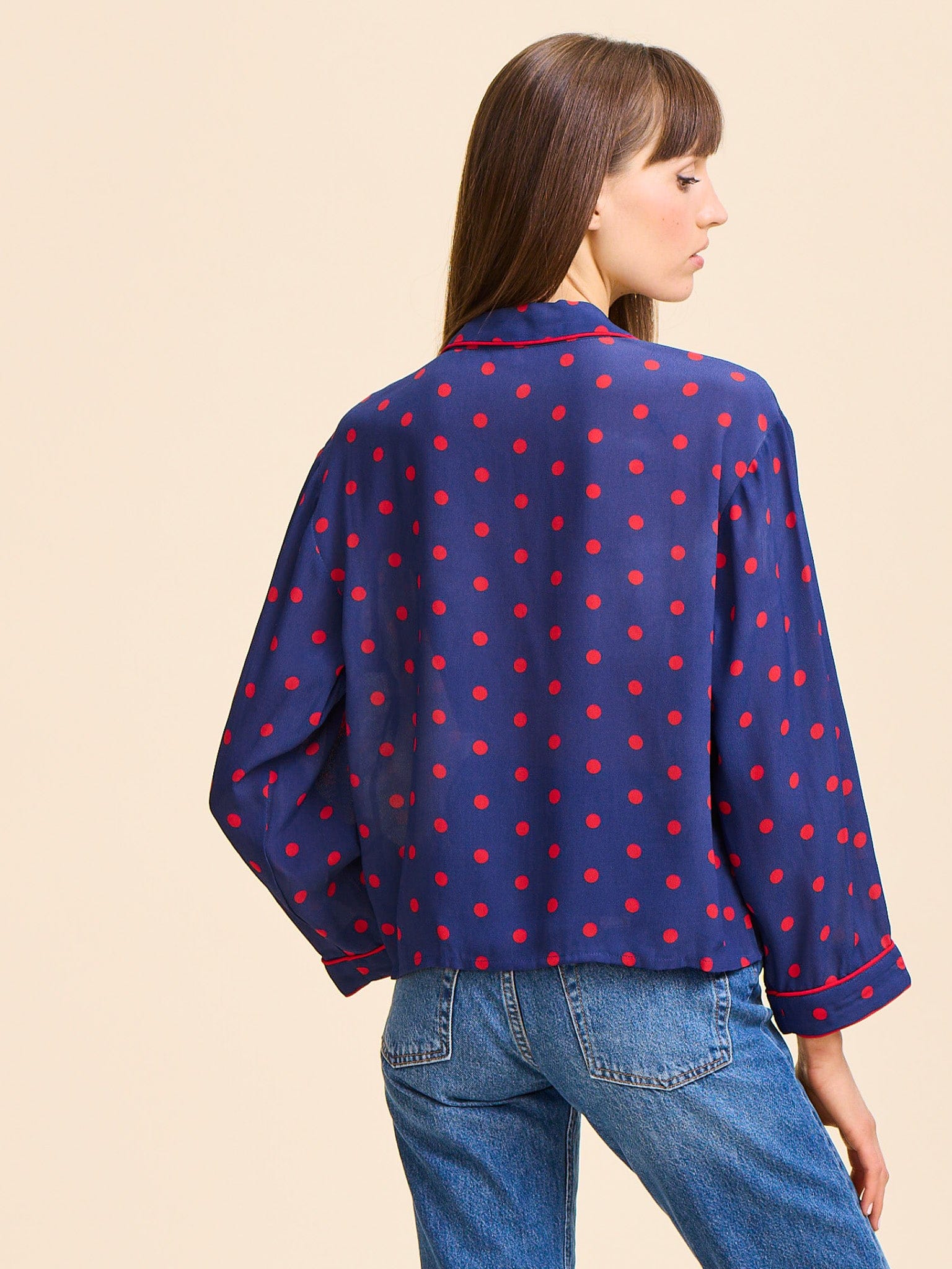 MILLE Clothing Reese Top in Navy Dot