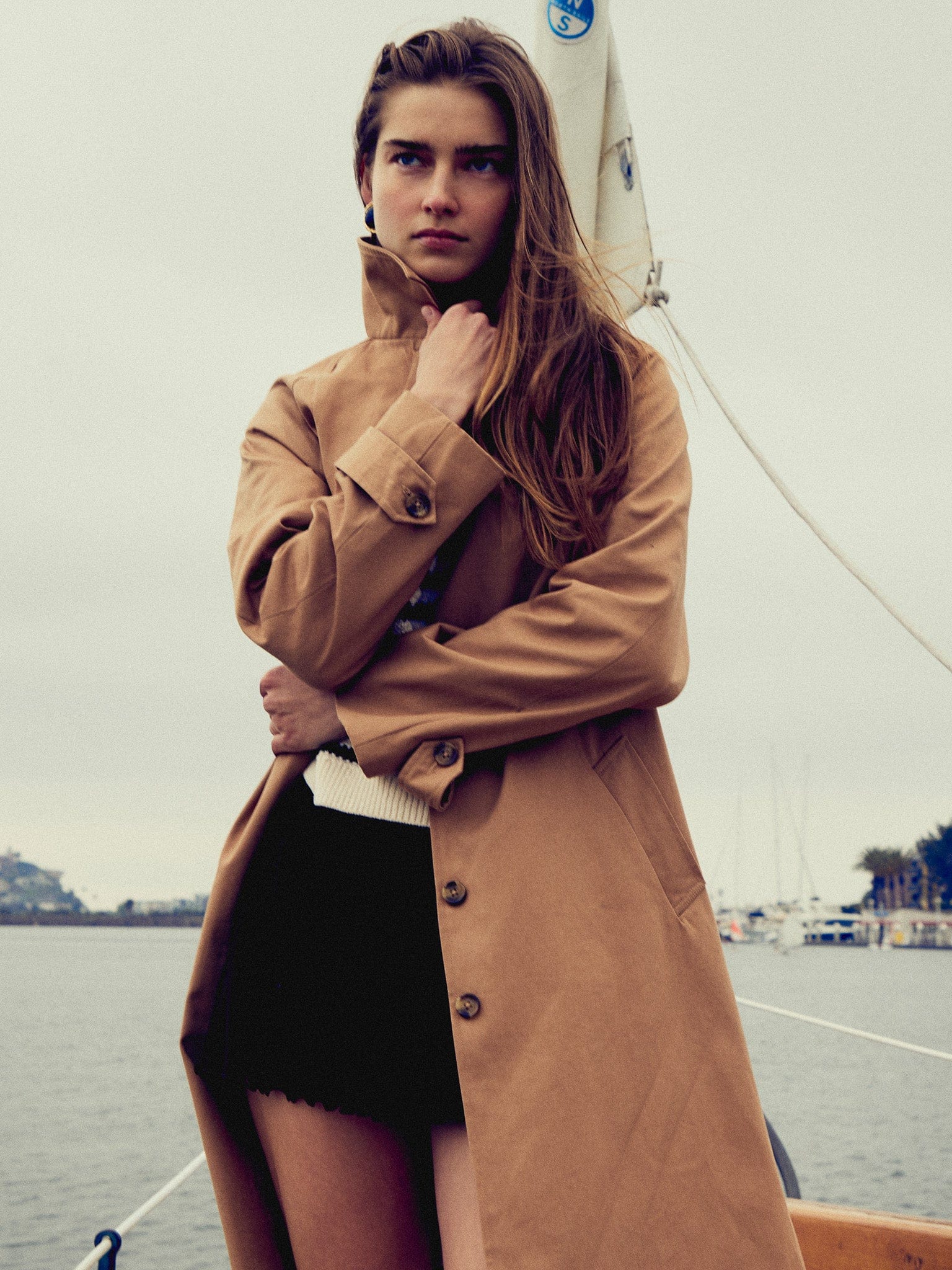 Reggie Trench in Almond | MILLE – Belted Single-Breasted Cotton