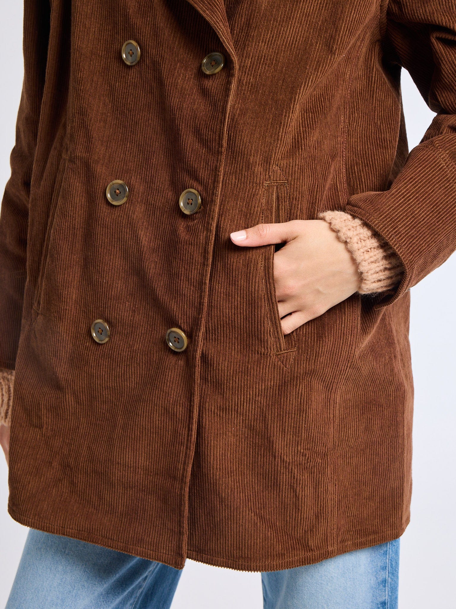 MILLE Clothing Ricky Peacoat in Coffee Cord