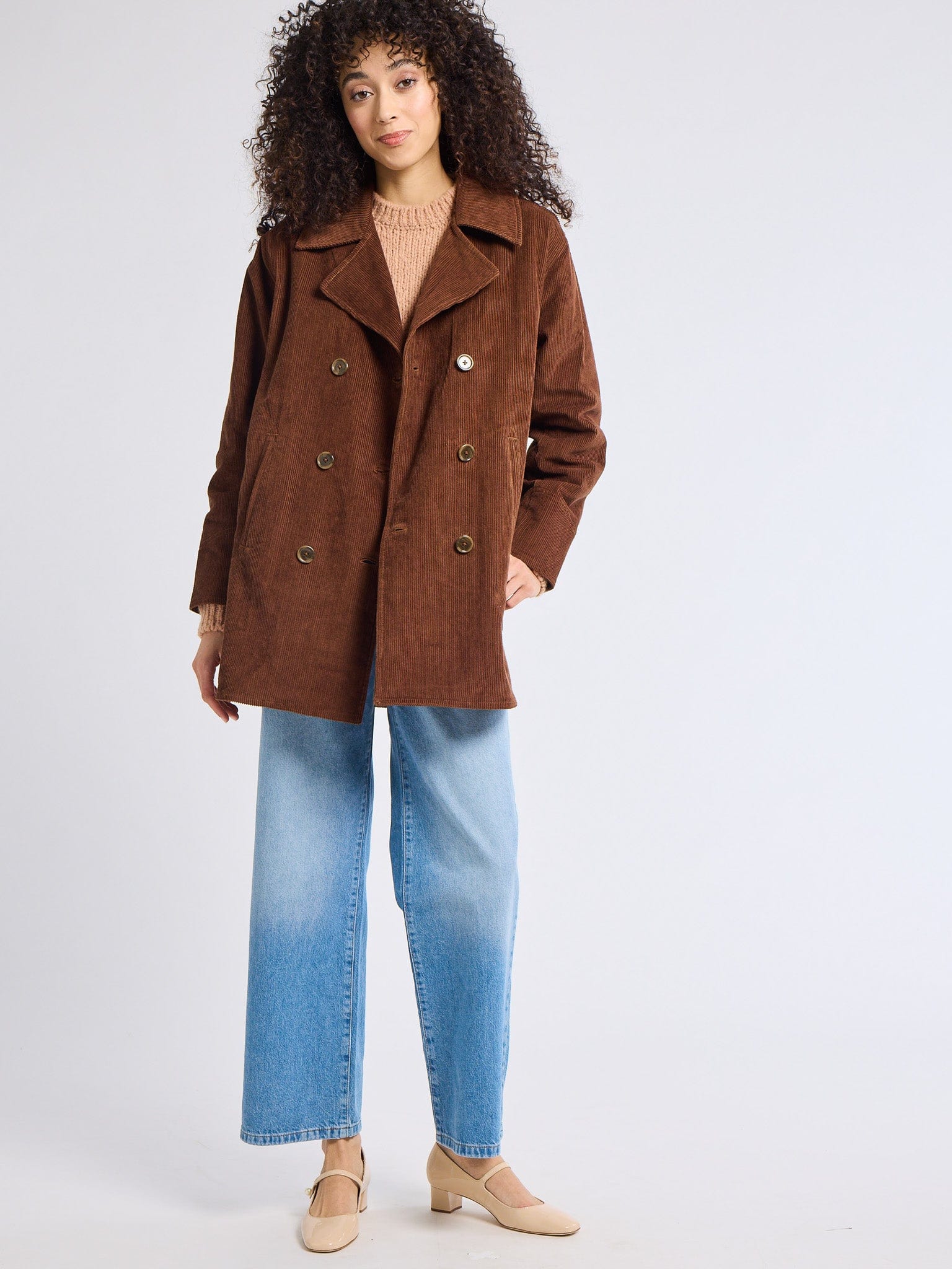 MILLE Clothing Ricky Peacoat in Coffee Cord