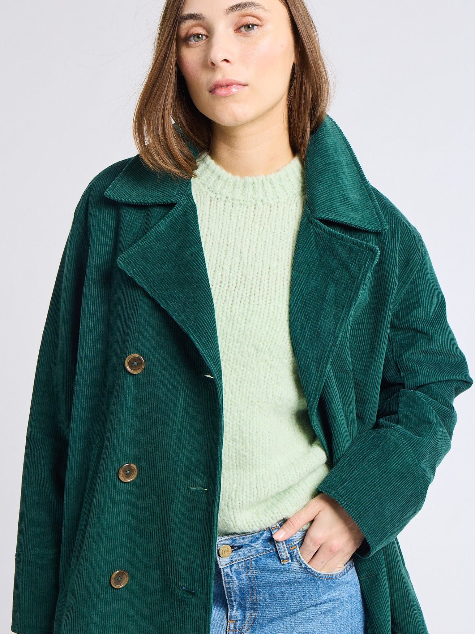 MILLE Clothing Ricky Peacoat in Spruce Cord