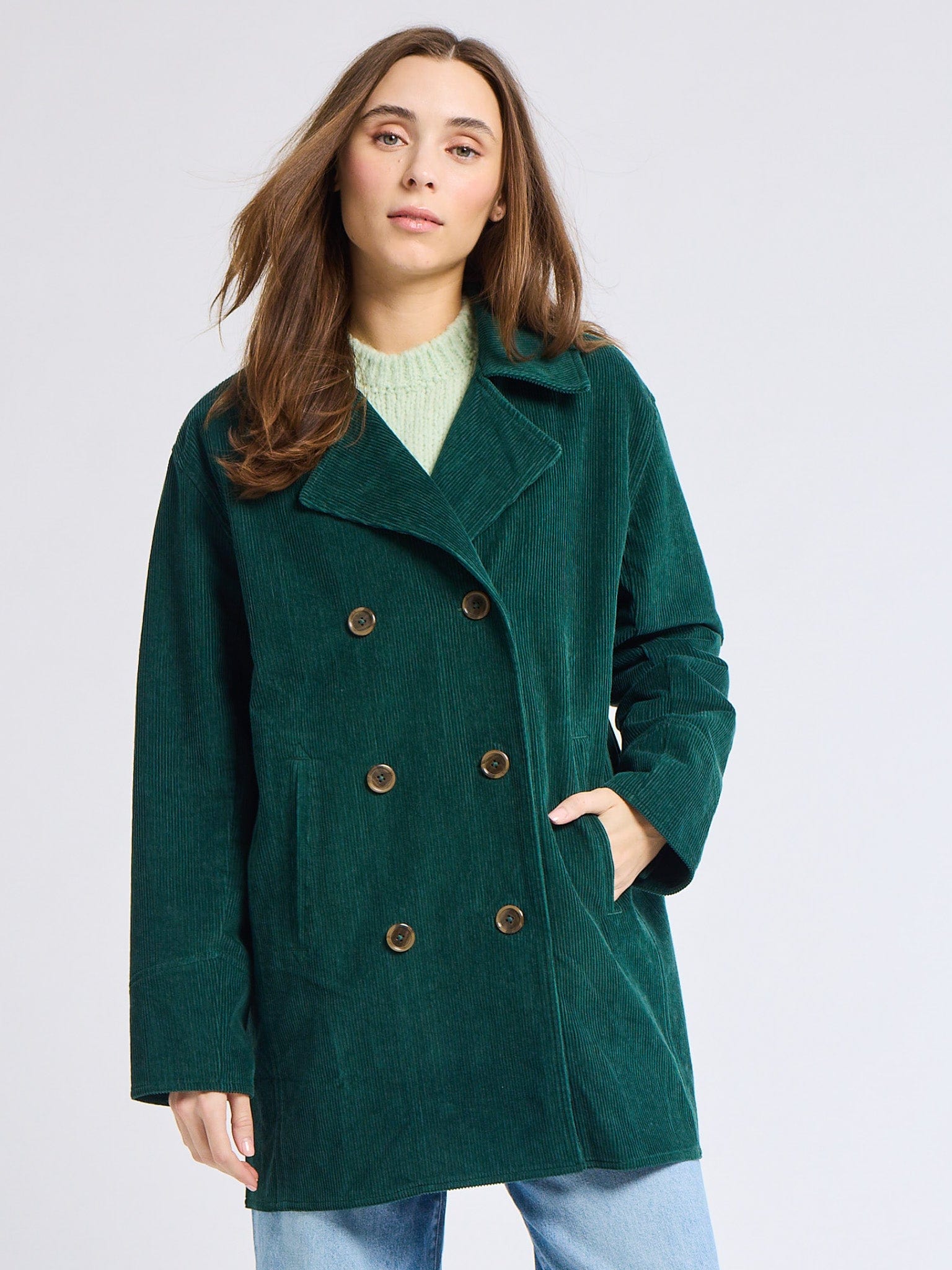 MILLE Clothing Ricky Peacoat in Spruce Cord