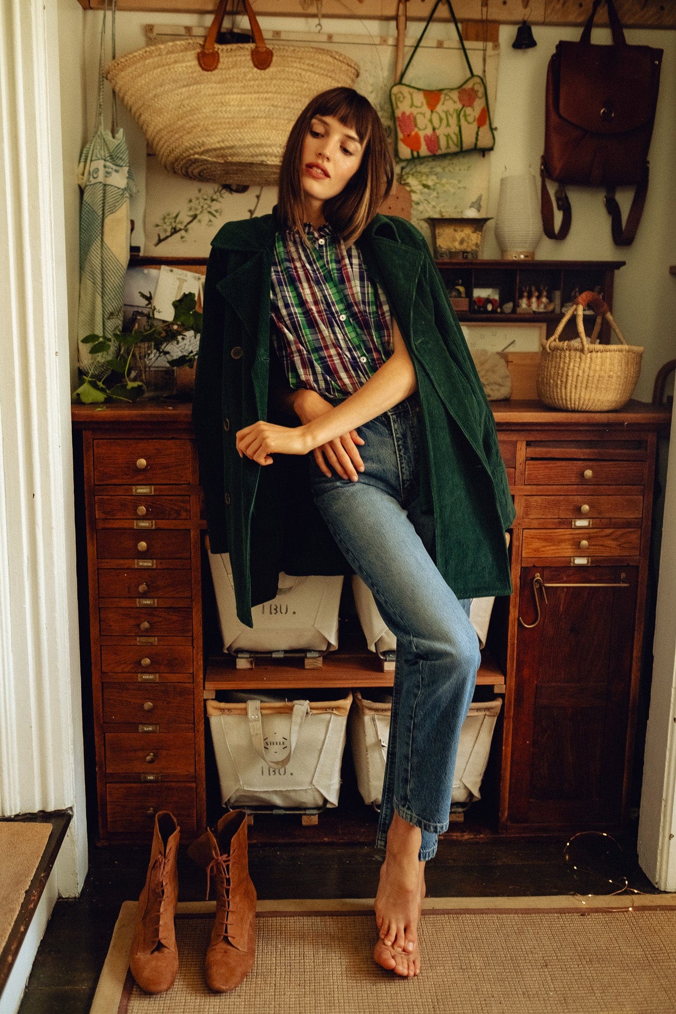 MILLE Clothing Ricky Peacoat in Spruce Cord