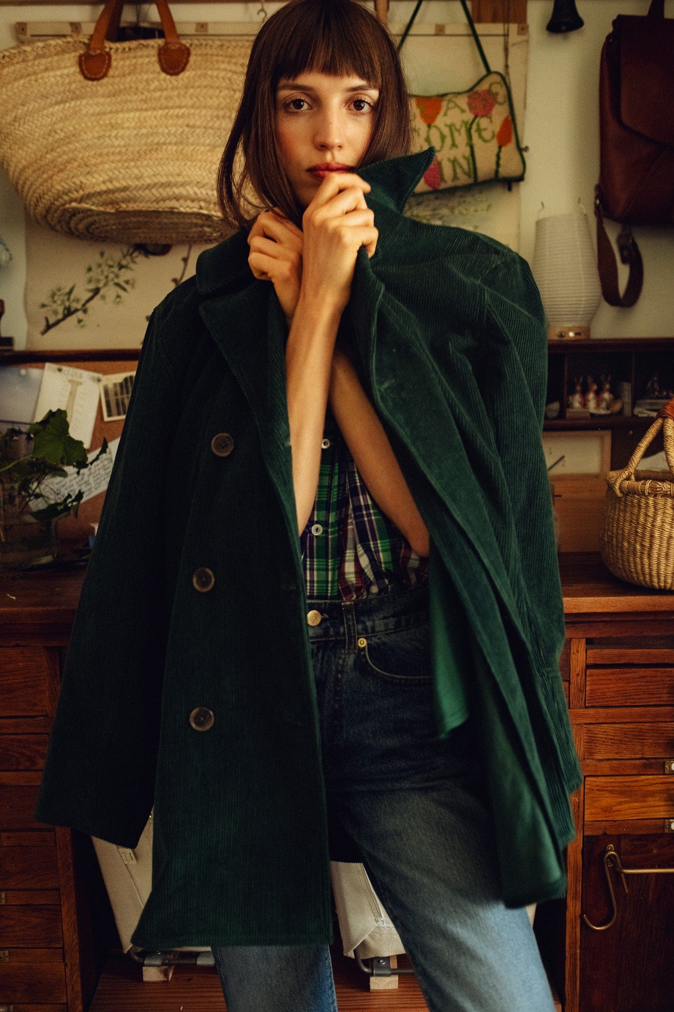MILLE Clothing Ricky Peacoat in Spruce Cord