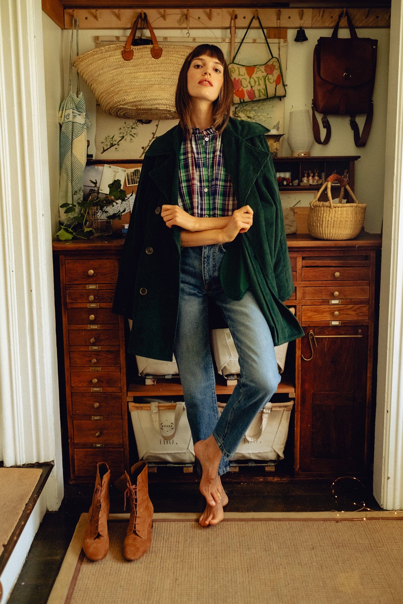 MILLE Clothing Ricky Peacoat in Spruce Cord