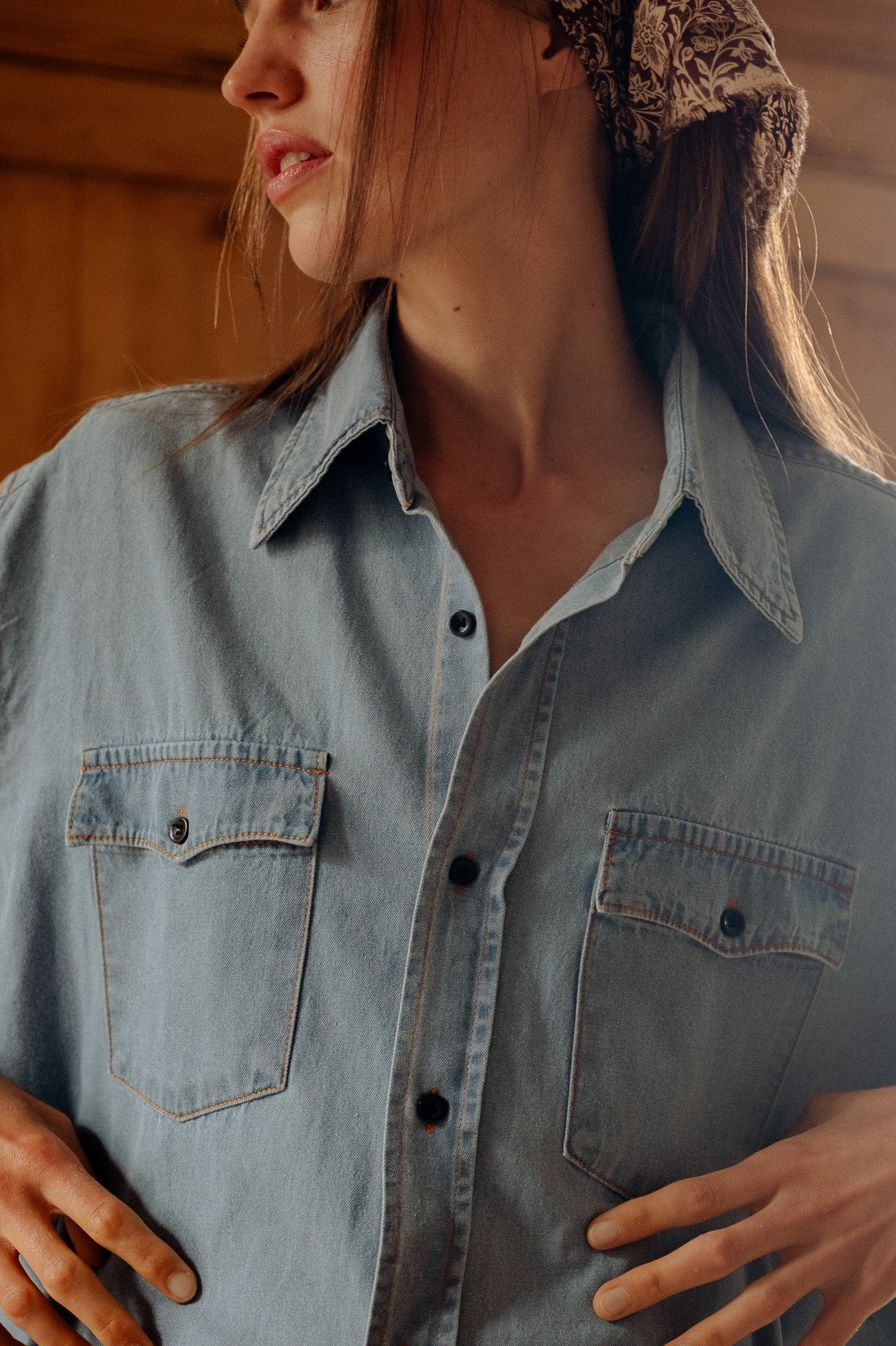 MILLE Clothing River Top in Vintage Denim