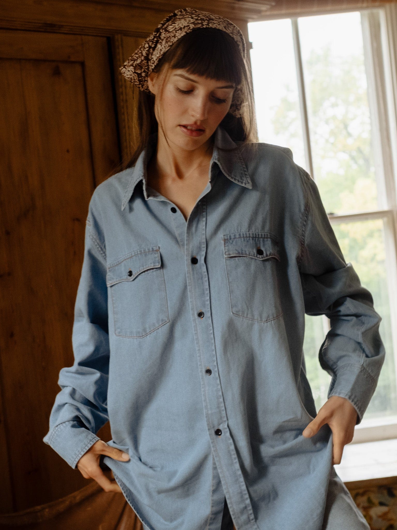 MILLE Clothing River Top in Vintage Denim