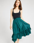 MILLE Clothing Rosalia Skirt in Emerald Silk