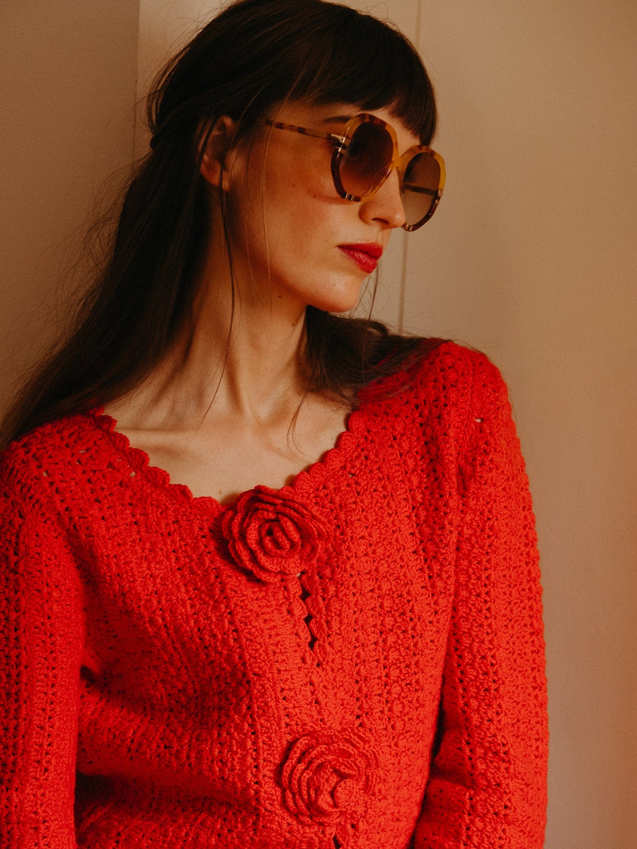 Rosita Cardigan in Scarlet — alternate view