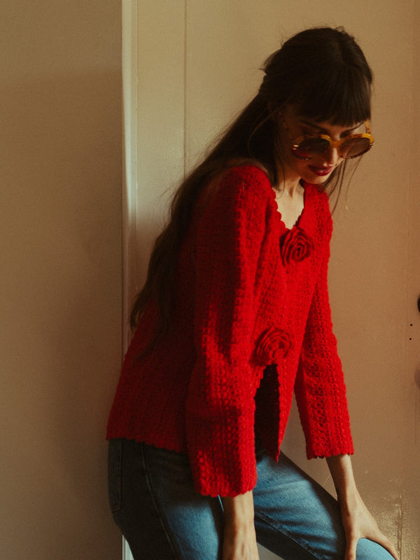 Rosita Cardigan in Scarlet — view 18