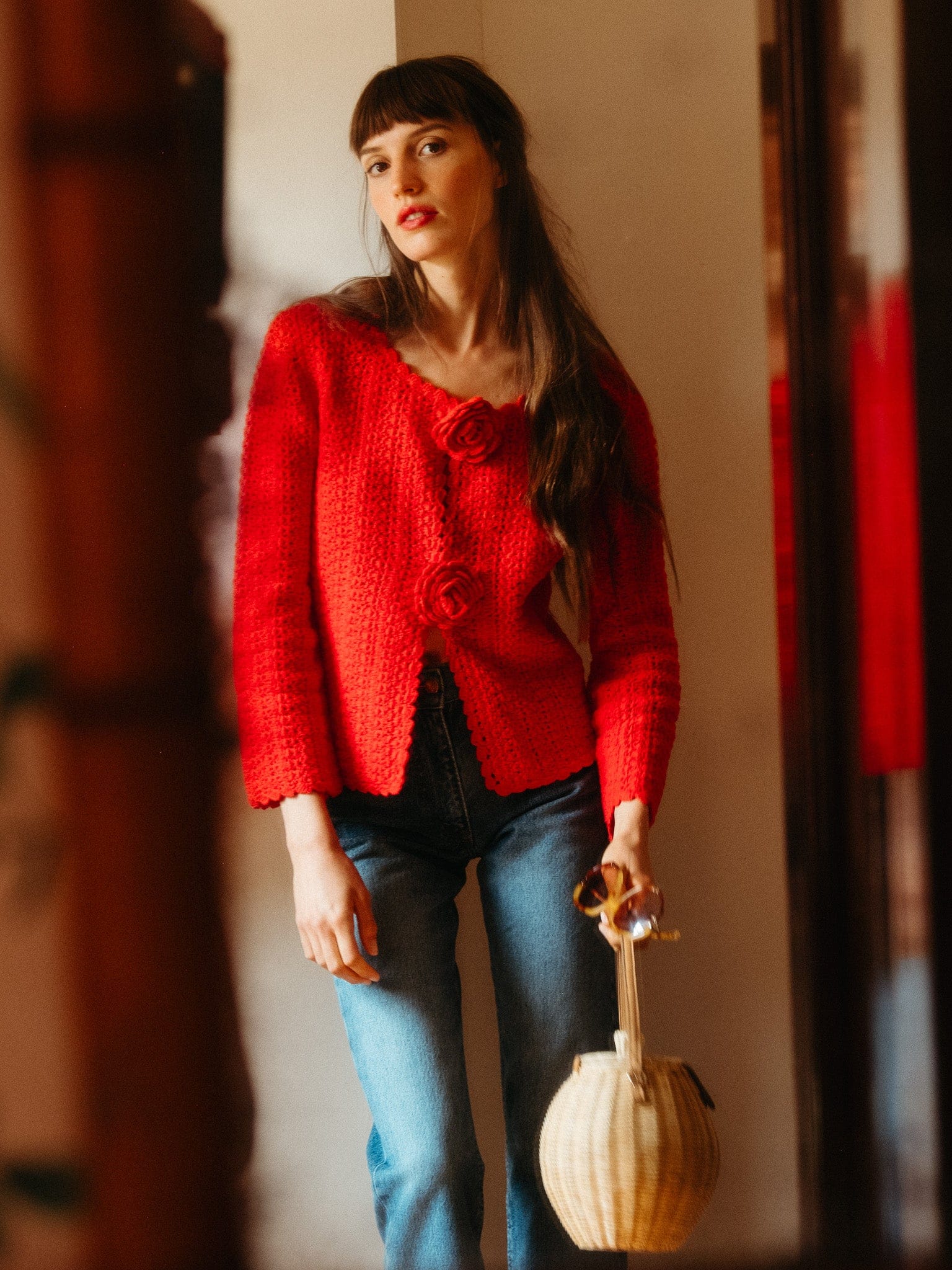 MILLE Clothing Rosita Cardigan in Scarlet