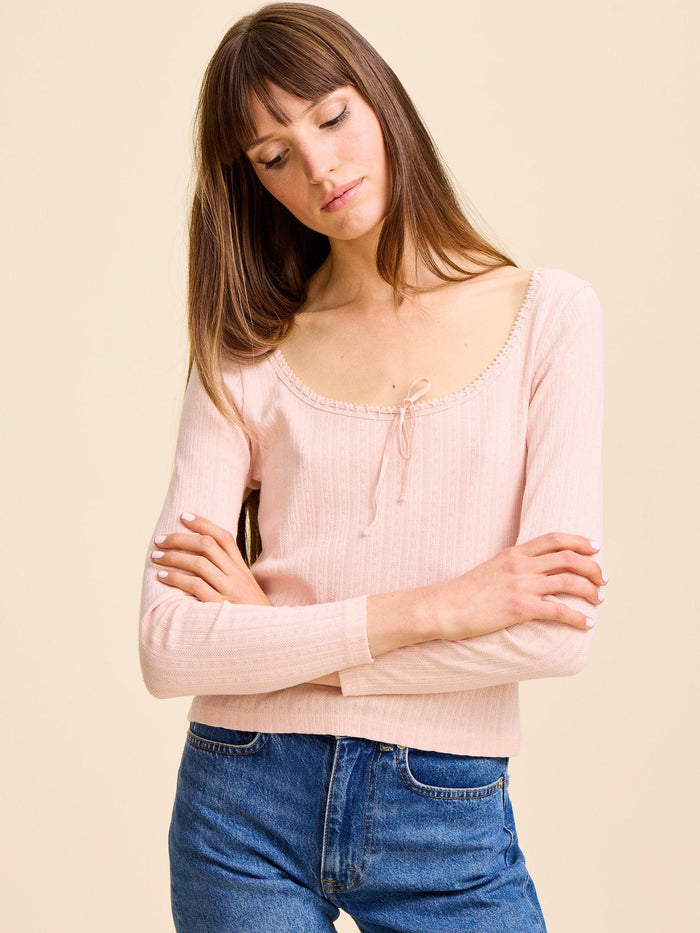 Sally Pointelle Tee in Spanish Villa