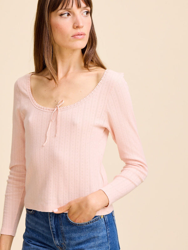 Sally Pointelle Tee in Spanish Villa — view 6